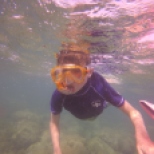 Toby snorkelling.
